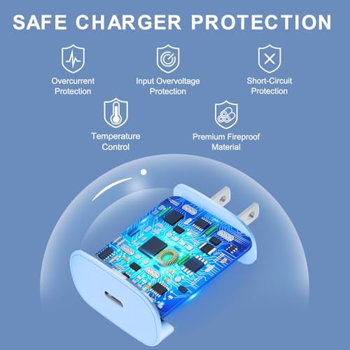 30 W Ultra-Fast USB C Wall Charger with 10 FT Cable in Stylish Purple Gradient | Rapid Charging Solution for Phone 15 Series & S24 Ultra Plus | Compact & Versatile Power Adapter for Modern Devices