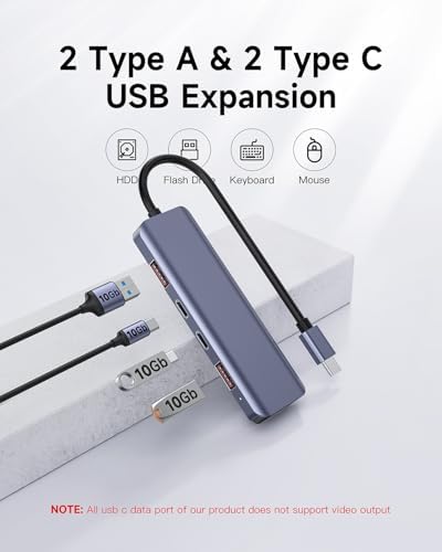 Enhance Your Digital Workflow with the Premium 6-Port USB-C Ethernet Hub – Unleash 10 Gbps Data Speeds, Stunning 4 K@60 Hz HDMI Output, and 100 W Power Delivery for Mac Book, Dell, Lenovo, i Phone 15 & Pro Max – Ideal for Professionals Seeking Seamless Connectivity and Versatile Performance!