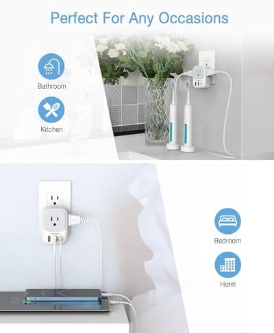 TESSAN Ultimate USB Charger Block – 3-Port Wall Plug Adapter with 4-Box Splitter for Effortless Multi-Device Charging at Home, Office, or Travel – Compact Design with Surge Protection and Enhanced Compatibility for Your Essential Electronics