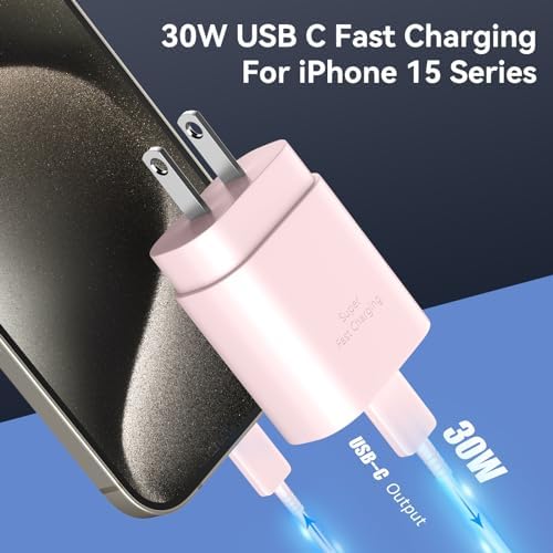 30 W Ultra-Fast USB C Wall Charger with 10 FT Cable in Stylish Purple Gradient | Rapid Charging Solution for Phone 15 Series & S24 Ultra Plus | Compact & Versatile Power Adapter for Modern Devices