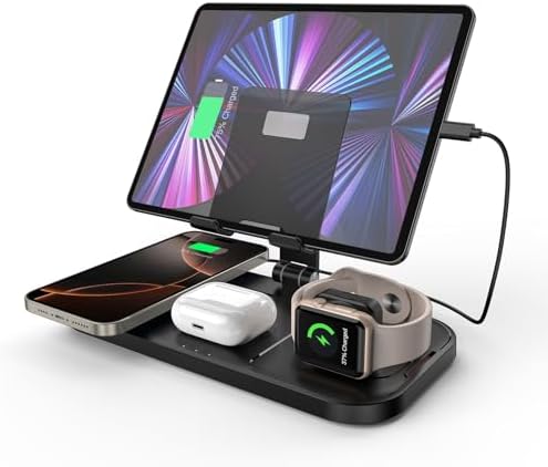 Revolutionize Your Charging Routine with the Advanced 4-in-1 Wireless Charging Station for Apple Devices – Seamless Power Hub for i Phone 15 Pro Max, Air Pods Pro 2, i Pad, and Apple Watch Series 9/8/7 – Sleek Design with Fast Charging & Safety Features for Home and Office Efficiency