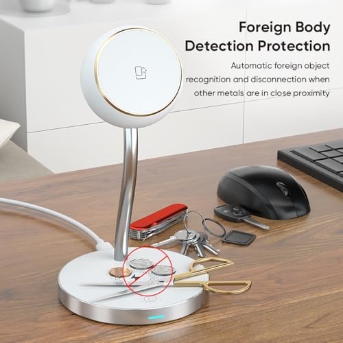 Revolutionary 4-in-1 Wireless Magnetic Charging Station with LED Lamp – Fast 15 W Charger for i Phone 11-16 Series, i Watch, and Air Pods – Sleek Bedside/Desktop Design for Enhanced Device Compatibility and Clutter-Free Convenience