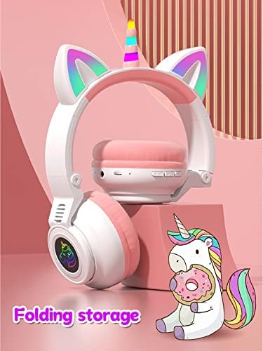 Magical Pink Unicorn Wireless Headphones for Kids – Foldable Over-Ear Design with Built-In Microphone, Volume Limiting for Hearing Safety & Universal Compatibility – Ideal Gift for Unicorn Enthusiasts on Birthdays or Holidays