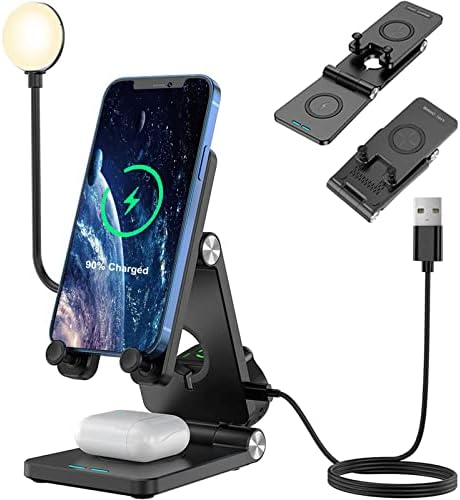 Transform Your Workspace with the Versatile 4-in-1 LED Desk Lamp Featuring Qi-Certified Wireless Charging – Ideal Multi-Device Charger for Air Pods, Apple Watch, i Phone 13/12/11 & Galaxy S21/S20 – Advanced Eye-Care Technology for Enhanced Visibility in Space-Saving Design – Perfect Addition to Nightstands and Contemporary Offices