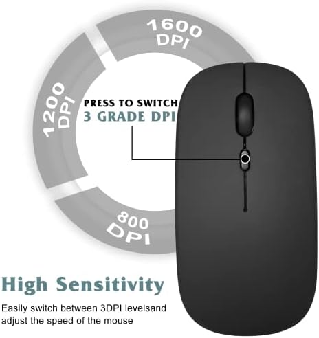 Ergonomic Rechargeable Wireless Mouse for Samsung Galaxy Tab and More – Dual 2.4 GHz & Bluetooth Connectivity, Sleek Onyx Black Design for Laptops, PCs, i Pads, and Android Tablets – Ultimate Comfort & Portability for Enhanced Productivity