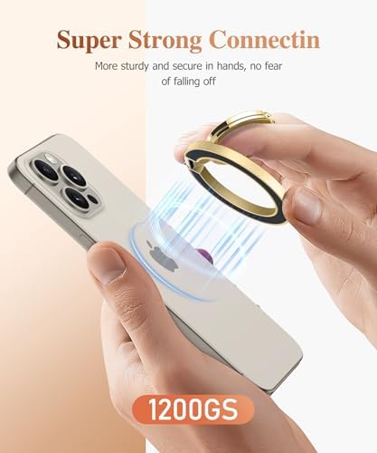 GVIEWIN Magnetic Phone Ring Holder, Compatible with MagSafe Phone Grip with Adjustable Stand, Magnet Phone Ring Kickstand for iPhone 16 Pro Max/Plus/15/14/13/12 Series/Other Phones (Purple) – Enhanced Compatibility and Speed