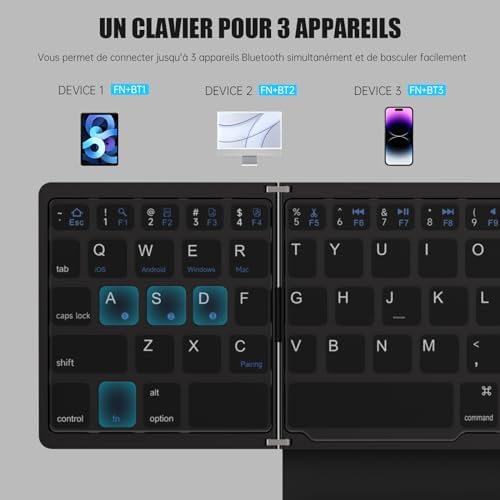 MOSHOU Portable Foldable Wireless Keyboard with Touchpad – Full-Size Rechargeable Bluetooth Keyboard for Effortless Typing Across Windows, i OS, Android, and Mac – Ultimate Travel Companion for Mobile Professionals and Tech Enthusiasts