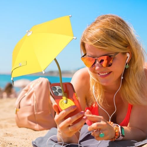 Portable Black Magnetic Phone Umbrella with Adjustable 360° Shade, Foldable Sun Protection & Built-in Ring Holder – i Phone 12-16 Compatible and More Devices, Magnetic Sticker for Quick Setup and Enhanced Functionality