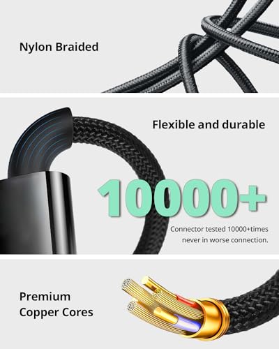 Effortless Charging Solutions: SUPERV 3-in-1 Multi Charging Cable – 4 ft USB C, Lightning & Micro USB Fast Charging Cord for i Phone 16/15 & Galaxy 24/23 – Durable, Tangle-Free Design with Universal Compatibility for All Devices – Maximize Portability & Simplify Your Power Needs