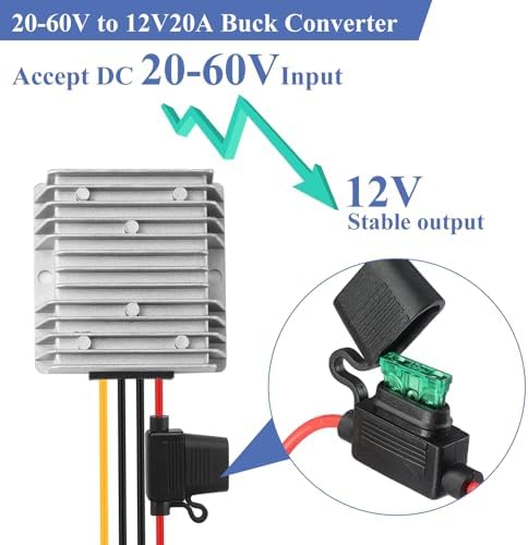 High-Efficiency Waterproof DC/DC Buck Converter: Versatile 20-90 V to 12 V Voltage Regulator for Automotive LED Systems and Heavy-Duty Applications – 20 A Output, 240 W Power Capacity for Reliable Performance in Challenging Environments