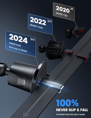 Lamicall 2025 Car Phone Holder with Wider Clamp & Metal Hook – Enhanced Air Vent Mount for Thick Case Compatibility, 360-Degree Rotation, Easy Installation, Dark Grey Finish for Ultimate Hands-Free Navigation and Safety