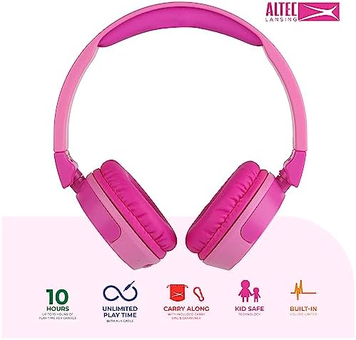 Kid-Safe Wireless Bluetooth Headphones by Altec Lansing – Exceptional Audio for Young Listeners with Volume Limiting Technology – Compact, Foldable Design Perfect for Travel and Everyday Adventures – Compatible with All Devices for Versatile Enjoyment