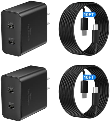 45 W Super Fast USB-C Charger for Samsung Galaxy | Dual Port Fast Charging Block with 10 FT Cable | Ultimate Compatibility for Galaxy S25/S24/S23/S22 Series | Efficient, Reliable, and Travel-Friendly Charging Solution