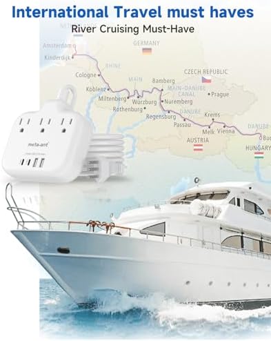 Ultimate Universal Travel Plug Adapter with PD30 W Fast Charging Hub – 3 Multi-Port Connectivity for International Travel, Featuring Dual USB-C & USB-A Outputs, 3 ft Extension Cord for Effortless Power in EU, US, UK, France & Spain – Perfect Solution for Global Adventurers Seeking Reliable Charging Options