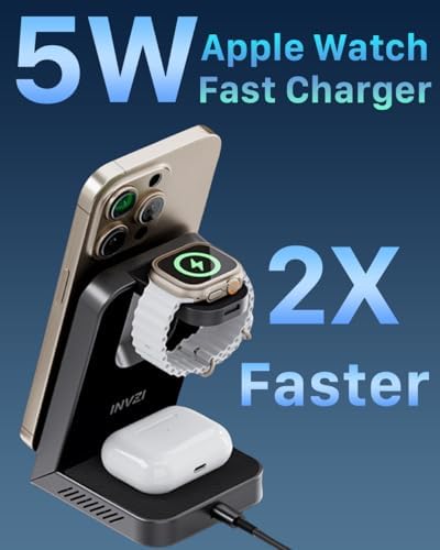 Revolutionize Your Charging Experience with the 3-in-1 Magnetic Wireless Charging Station – Fast 15 W Power for i Phone 16/15/14/13/12, 5 W Speed for Apple Watch, and Air Pods Compatibility – Includes 30 W USB-C Charger for Ultimate Efficiency and Portability – Sleek Design for Modern Spaces
