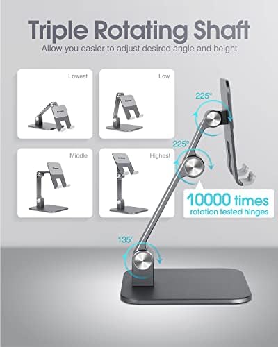 Revolutionize Your Workspace with the elitehood Aluminum i Pad Stand – Ultra-Stable, Adjustable Tablet Holder for Home & Office, Compatible with i Pad Pro 12.9, i Pad Air, Mini 6/5/4/3 in Sleek Black – Enhance Comfort & Productivity Effortlessly