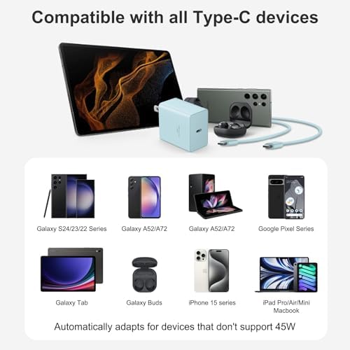 Experience Unmatched Charging Power with the 45 W USB-C Fast Charger & 10 FT Cable – Perfect for i Phone 16/15 and Samsung Galaxy Devices, Offering Superior Durability and Universal Compatibility for All Your Charging Needs.