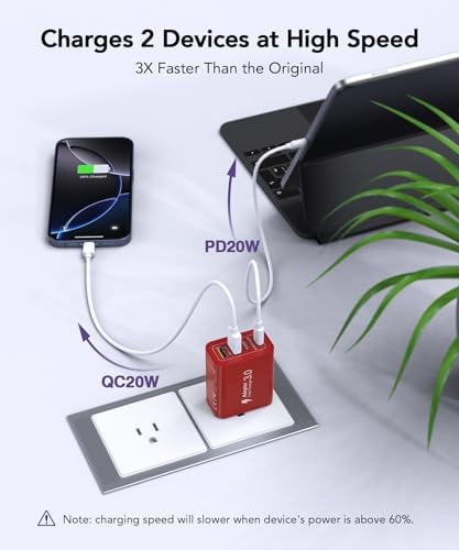 40 W USB C Multi-Device Fast Charger – 4-Port Power Adapter for i Phone & Samsung – Sleek Black Compact Travel Charger with Dual PD & QC Technology for Efficient Home and On-the-Go Charging Solutions – Perfect for Busy Professionals and Families