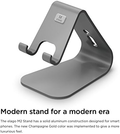 Enhance Your Smartphone Experience with the elago M2 Premium Aluminum Stand – Sleek Silver Ergonomic Design for Effortless Video Calls, Integrated Cable Management, and Universal Compatibility with i Phones and Galaxy Devices – Ideal for Streamlined Workspaces and Mobile Convenience