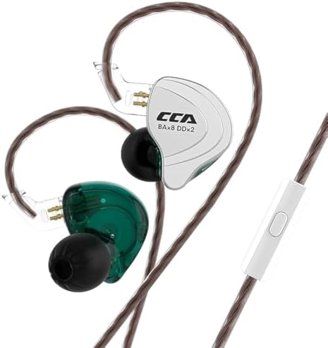 Experience Unmatched Audio Clarity with CCA C10 In-Ear Monitor Headphones – 10 Hybrid Drivers for Hi-Fi Sound, Noise-Isolating Comfort, and Detachable Cable for Musicians and Audiophiles – Perfect for Studio Recording and Live Performances