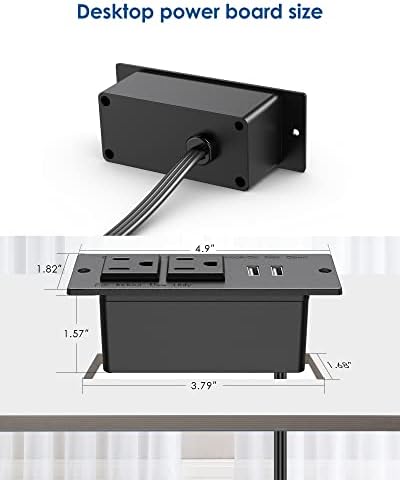 Recessed Power Strip with USB C PD Fast Charging – 30 W Flush Mount Desk Outlet for Space-Saving Convenience, 2 AC Outlets & 2 USB Ports, 6 ft Cord, Ultra Thin Flat Plug for Tidy Workspaces – Perfect for Home Offices and Multi-Device Charging Solutions