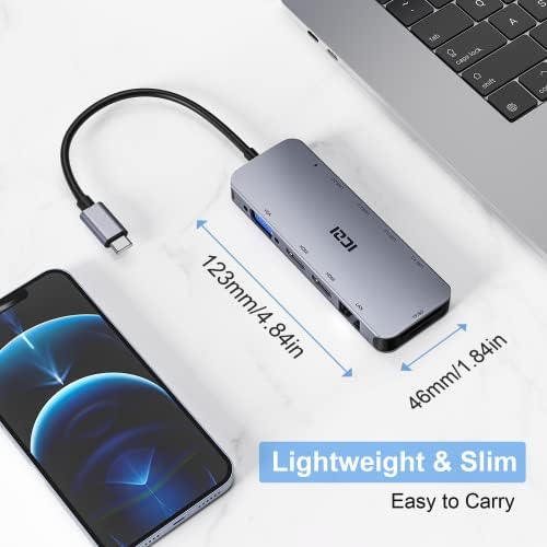 Transform Your Workspace with the ICZI 11-in-1 USB C Hub Multiport Docking Station – Triple HDMI Display, VGA, 100 W Power Delivery, and Enhanced Connectivity for Mac Book, Laptops, and PCs – Ultimate Solution for Seamless Device Integration and High-Speed Performance
