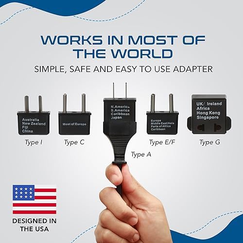 Ultimate 5-Piece Worldwide Travel Plug Adapter Set by Ceptics – Essential for Global Travelers with Enhanced Compatibility for Cell Phones, Laptops & Chargers – Ideal for Use in Over 50 Countries Including Europe, Asia & Africa – Compact Design with Travel Pouch for Easy Carrying – No Voltage Conversion Needed – Stay Powered Anywhere You Go!