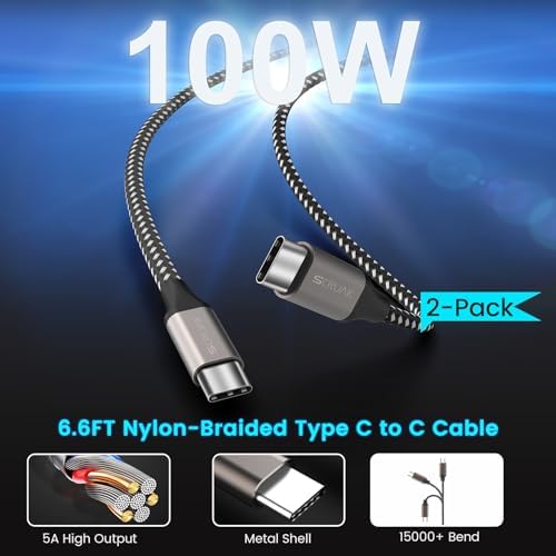 High-Performance 45 W USB-C Charger Duo with Extended 12 FT Cables – Optimal Power Solution for Samsung Galaxy S25/S24/S23 & More – Perfect for On-the-Go Charging at Home, Office, or Travel – Sturdy, Compact Design for Long-Lasting Use