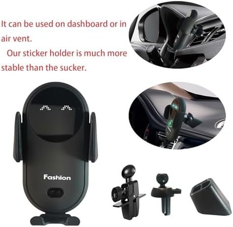 Stylish Wireless Car Charger with Auto-Clamping Fast Charging – Sleek Blue Phone Mount for i Phone, Samsung & Android – Dashboard & Air Vent Versatility for Safe, One-Handed Operation