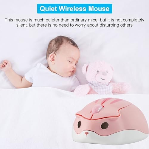 Adorable CHUYI Hamster Wireless Silent Mouse – 1200 DPI Lightweight Cordless Computer Mouse for Kids, Perfect Gift for Home, School & Travel – Fun & Functional Design in Light Blue