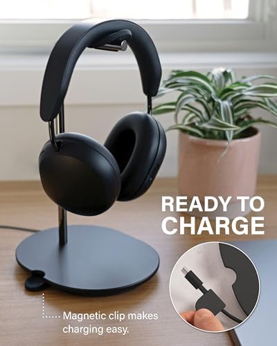 Sanus Sonos Ace Premium Headphone Stand – Stylish Silicone Cradle with Innovative Cable Management & Magnetic Charging Clip – Effortless Assembly for Over-Ear Headphone Protection – Sleek Black Design Enhancing Your Audio Space & Compatible with Multiple Models