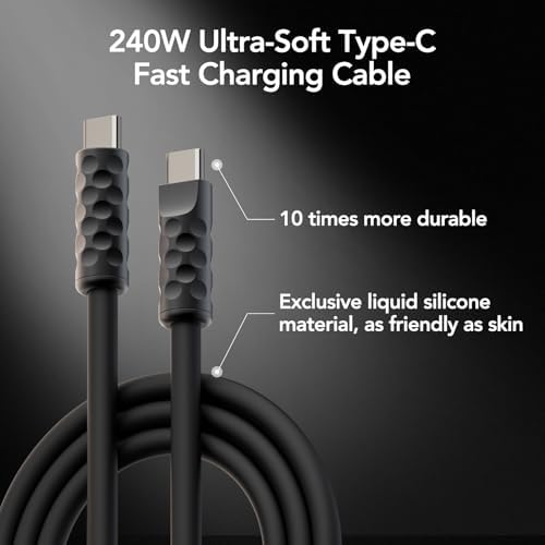 4-in-1 Universal Multi USB Charging Cable – 240W Max Fast Charger Cord with Multiple Connectors for iPhone 16/15/14/13, iPad, Samsung, MacBook, Tablets & More (Black, 6.6Ft) – Enhanced Compatibility and Speed