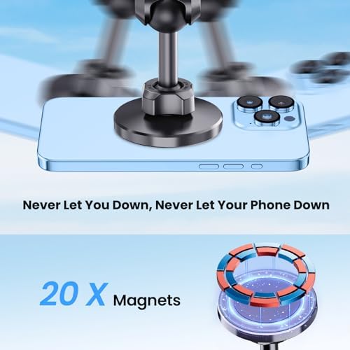 Stainless Steel Phone Mount for 2018-2023 Wrangler JL (NOT 4xe)&2020-2023 Gladiator Magnetic&Clamp Dual Heads All-Metal Shakeproof Original America Flag Design OEM Screws Dash Mount Install – Enhanced Compatibility and Speed