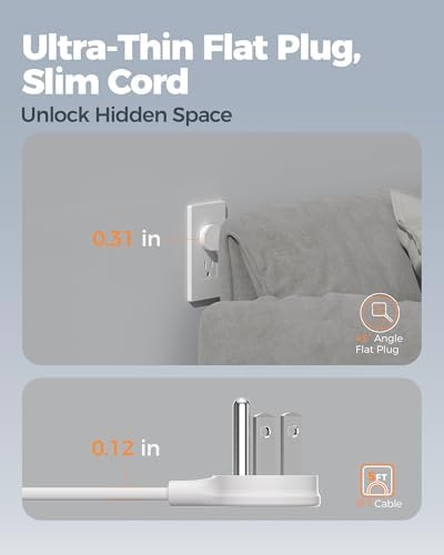 TESSAN 30 W USB Charging Station with Flat Plug & 5 FT Extension Cord – Multiport Fast Charger for Phones, Tablets, Laptops – Perfect Travel Companion with 3 AC Outlets & Enhanced Safety Features for Home and Office Use