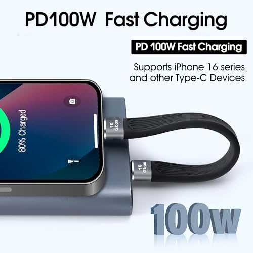 Ultra-Fast 8.5-Inch USB C Cable – Thunderbolt 4 Type-C C to C with 40 Gbps Data Transfer & 240 W PD Fast Charging – 8 K@60 Hz Video Output Compatible with i Phone 16 Pro Max, Mac Books & External SSDs – Perfect for Travel & Efficient Workspaces