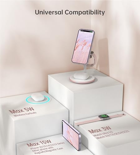 Sleek Yellow Wood Grain 3-in-1 Wireless Charging Station for Apple Devices – Fast 15 W Mag-Safe Charger with QC 3.0 Adapter for i Phone 16/15/14/13/12, Apple Watch Ultra/S9/8, and Air Pods – Elevate Your Workspace with Ultimate Compatibility and Modern Aesthetics, Perfect for Streamlined Charging Solutions