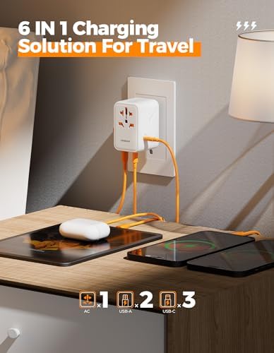 TESSAN 100 W Ga N Travel Adapter with 5 USB Ports – Universal Power Converter for Global Charging in 200+ Countries, Fast Charging Solution for Laptops, Smartphones & Tablets – Compact & Lightweight Design for Effortless Portability
