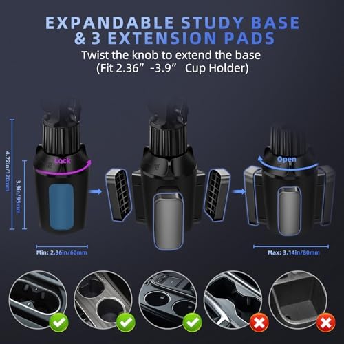 Universal Tablet Holder Mount for Car Cup Holder – 15″ Adjustable Arm with 360° Rotational Flexibility for i Pad Pro, Samsung Galaxy Tab & i Phone – Secure Grip for Enhanced Stability & Hands-Free Convenience on the Go