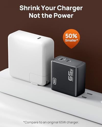 INIU 3-Port USB C Charger Block – 65 W PD Fast Charging Wall Adapter with Compact Foldable Plug, Ga N Technology for Ultimate Efficiency – Multi-Device Compatibility for Mac Book Pro/Air, i Phone 16, Samsung S25, i Pad Pro & More – Travel-Friendly Design for Rapid Power Delivery