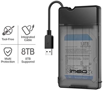 Ineo USB 3.1 Type C Tool-Less External Hard Drive Enclosure for 2.5 Inch SATA HDD & SSD – Fast UASP Supported Storage Solution for 7 mm & 9.5 mm Drives – Lightweight, Portable Design in Elegant White Finish for Enhanced Data Management Efficiency