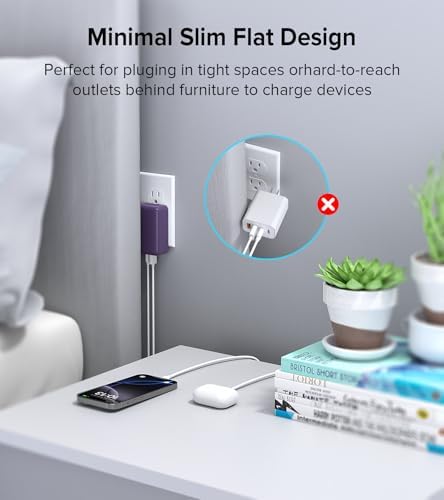 Elevate Your Charging Game with the 2 Pack Flat USB C Charger Block – 40 W Fast Charge Hub for i Phone 12-16, i Pad & Samsung Devices, Featuring 4 Ports for Simultaneous Power Delivery & Quick Charge, Sleek Light Blue Travel-Friendly Design Ideal for Home & On-the-Go Use