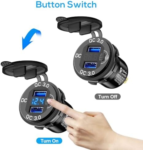 Linkstyle 2 PCS 12 V Dual USB Power Outlet – 18 W Quick Charge 3.0 with LED Voltmeter & ON/OFF Switch for Enhanced Automotive & Marine Charging Efficiency