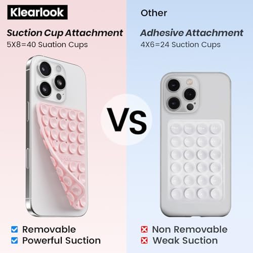 Klearlook 4-Pack Silicone Suction Cup Phone Mount – Creative Hands-Free Phone Grip for Stunning Selfies & Videos in Clear, Light Pink, Hot Pink, and Lavender – Innovative Double-Sided Suction Technology for Wide Compatibility – Premium Durable Design for Effortless Content Creation and Easy Maintenance