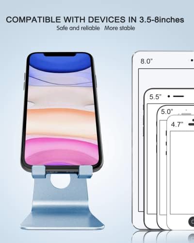 CreaDream Adjustable Cell Phone Stand, Phone Stand, Cradle, Dock, Holder, Aluminum Desktop Stand Compatible with Phone 13 12 Pro Max Charging, Accessories Desk, All Mobile Phones, Sierra Blue – Enhanced Compatibility and Speed