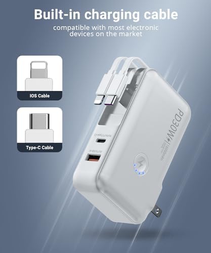 Ultimate 16,000 m Ah Portable Power Bank with Built-in AC Plug – Fast Charging for i Phone & Android Devices, Compact Design for On-the-Go Power Solutions, PD 30 W & QC4.0 Technology for Rapid Device Charging – Your Essential Travel Companion for All Electronics