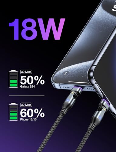 AUFU 16PIN USB C Magnetic Charging Cable (3Pack, 3.3/6.6/6.6ft), 180° Rotation Magnet Charger Cable/Magnetic USB C Cables/Magnet Phone Charger/Data Transfer Charging Cables for Phone/Tablet/Laptop – Enhanced Compatibility and Speed