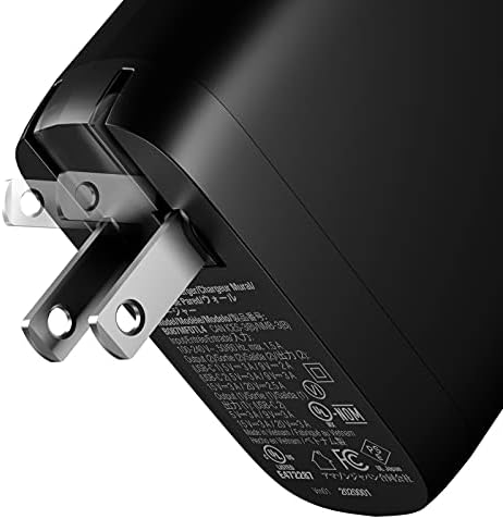 Amazon Basics 65 W Ga N USB-C Wall Charger – High-Speed Power Delivery Adapter for Laptops, Tablets & Smartphones, Compact & Foldable Design for Ultimate Portability, Efficient Charging Solution in Sleek Black Finish