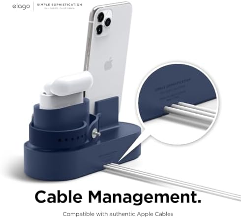 elago 3 in 1 Charging Station for Apple Devices – All-in-One Dock for i Phone, Apple Watch Series 10/9/8/7/6/5/4/3/2/1/SE, and Air Pods Pro/3/2/1 – Sleek, Space-Saving Design with Enhanced Speed and Compatibility (Original Cables Required) – Perfect for Home or Office Use