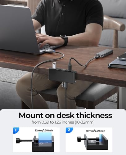 Transform Your Workspace with the ORICO USB Hub 3.0: Premium 4-Port Aluminum Clamp Adapter with Dedicated Power Supply for USB-A & USB-C Devices – High-Speed Data Transfer & Unmatched Compatibility for Enhanced Productivity