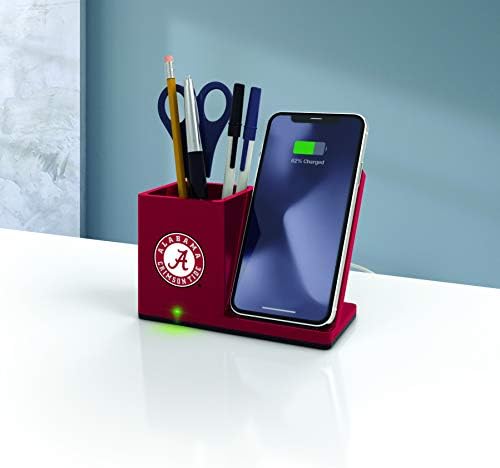 NCAA Unisex Fast Wireless Charging Stand & Desk Organizer – Stylish Multi-Device Charger for Sports Enthusiasts, Efficient Workspace Solution with Built-in Accessory Compartments